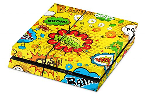 Skins4u Aufkleber Premium Folie PS4 Skin kompatibel mit Sony PlayStation 4 Comics gelb