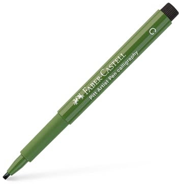 Faber-Castell 167574 Tuschestift Pitt Artist Pen Calligraphy, 2,5 mm, chromoxydgrün stumpf, grün