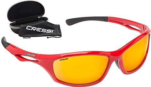 Cressi Unisex – Erwachsene Sniper Sunglasses Sport Sonnenbrillen, Rot/Linsen Verspiegelte Orange, One Size