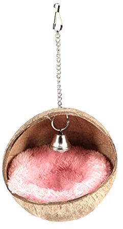 POPETPOP Kokosnussschalen-Vogelhaus-Hamster-Kokosnuss-Versteck, Kokosnest mit weicher Matte für einen Hamster, Ratte, Vogelspielzeug