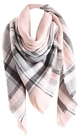 YEBIRAL Damen Schal Kariert übergroßer Frauen Tücher Halstuch Dreieck Schal (Einheitsgröße, X- Rosa)