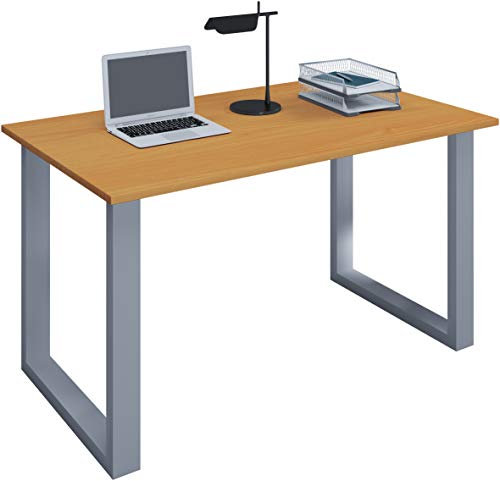 VCM Schreibtisch Silber/Buche 80x50x76 cm ohne Türen modern und Homeoffice