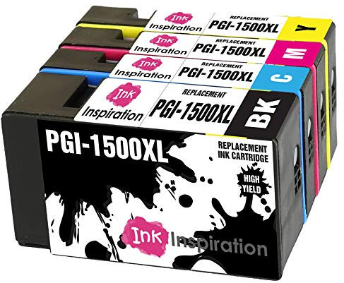 Ink Inspiration® Ersatz für Canon PGI-1500 PGI-1500XL Druckerpatronen 4er-Pack, kompatibel mit Canon MAXIFY MB2050 MB2350 MB2750 MB2150 MB2155 MB2755, Schwarz/Cyan/Magenta/Gelb