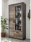 Lomadox Vitrinenschrank im Industrial Design in Old Mix Dekor mit Matera grau, Standvitrine inkl. LED-Rückwandbeleuchtung, B/H/T: ca. 97/201/40cm