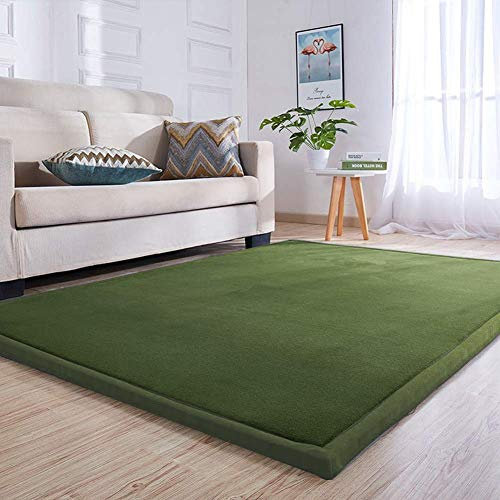 Loartee Samtmatte Teppich Matte,Kinderteppich Krabbeldecke Groß,3cm Dick Krabbelteppich,Gymnastik Teppich,für Baby,Kinderzimmer,Schlafzimmern(Olivgrün,120x200cm)