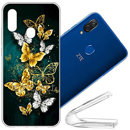 vingarshern Handyhülle ZTE Blade 10 Vita Silikonhülle Bumper Case Schutz,Dünne Flex Weich Fallschutz Stoßfest Schutzhülle ZTE Blade 10 VITA Hülle Silikon Cover Musterdruck(Schmetterling)