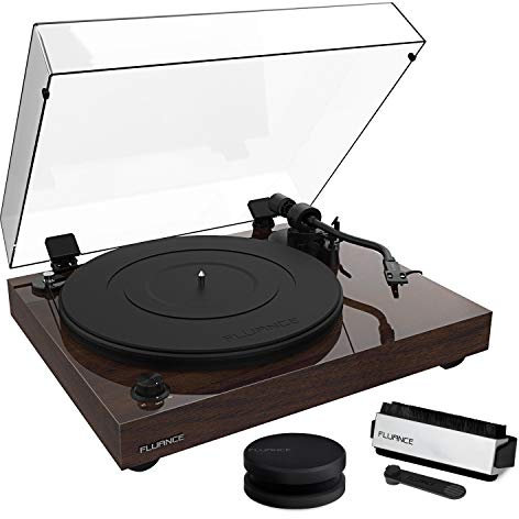Fluance RT82 Reference High Fidelity Vinyl Turntable Record Player with Ortofon OM 10 Cartridge, Speed Control Motor, Record Weight, 3 in 1 Stylus and Record Cleaning Vinyl Accessory Kit