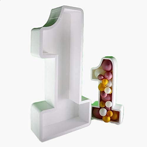 NONSOLODISNEY Lettera Numero in POLISTIROLO Contenitore per Palloncini Fiori ecc.. Misure 70 cm Alta x 50 cm. Larga Party Festa Nascita Art Balloon Pezzo Singolo