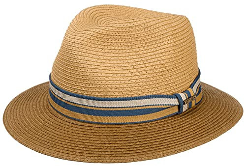 Stetson Chapeau en Paille Romaro Toyo Femme/Homme - Traveller d'été de Plage avec Ruban Gros Grain Été Printemps-été - M (56-57 cm) Marron