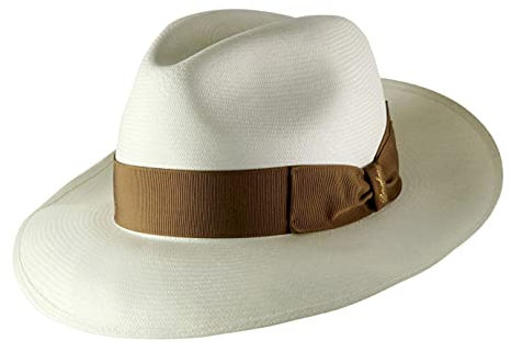 Borsalino - Chapeau Panama Paille Large Bord, Homme ou Femme Fidel - Taille 57 cm - Blanc-Camel