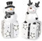 formano 2er Set LED Dekofigur | Elch Schneemann auf Geschenk | schwarz weiß | Weihnachtsdeko