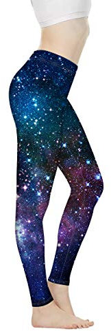 Biyejit Damen-Leggings, Yogahose mit hohem Taillenbund, Workout-Leggings, Galaxy Stars, XL