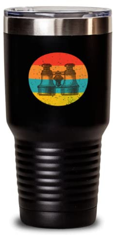 Trinkglas, Edelstahl, isoliert, lustig, Fernglas, Vogelbeobachter, 850 ml