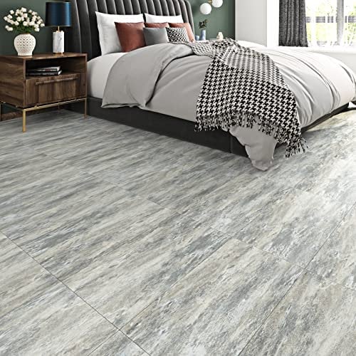 FunStick Pavimento PVC Adesivo Grigio Effetto Cemento 30X60CM 5 Piastrelle Adesive Cucina Bagno Grigio Cemento Ruvido Impermeabile Piastrelle Adesive Pavimento Grigio Mattonelle Adesive Muro Rustici