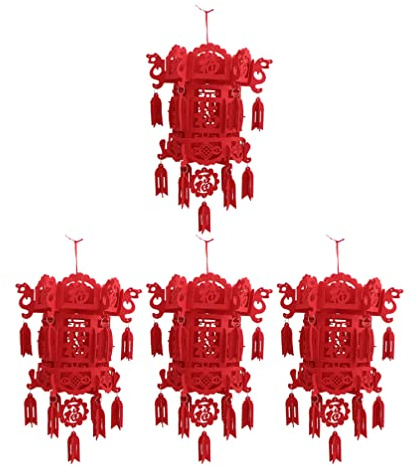 GANAZONO Hochzeitsdekoration Japanische Laternen 4Pcs 2023 Nicht Gewohnter Stoff Traditionelle Chinesische Laternen Red Fu Lucky New Year Decorative Laternen Festival Asiatischer Lampion