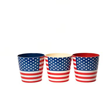 Potty Feet Bamboo Eco-Pot 'Flags' collection USA - The flag of the United States of America - Set of 3