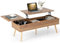 COSTWAY Mesa de Centro Elevable con Almacenaje, Barras Neumáticas, 2 Compartimentos Ocultos y 5 Patas de Madera Maciza, Mesa Auxiliar de Café para el Salón, 120 x 49 x 42 cm, Carga 106 kg en Total