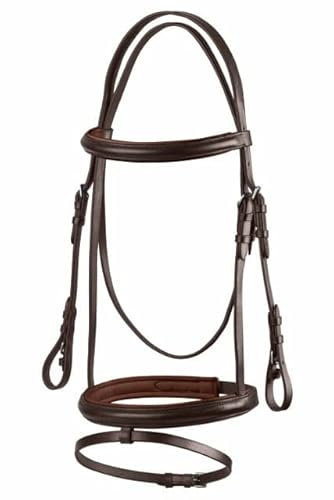 Start Trense Pferd mit Zügel – Anatomisches Trensenzaum Leder für Shetty, Pony, Vollblut, Warmblut, Kaltblut – Englisch kombiniertes Reithalfter, gepolstert & komfortabel (X-Full, Braun)