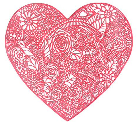 Mokylor 6 tovagliette a forma di cuore rosso per San Valentino, a forma di cuore, antiscivolo, lavabile, per San Valentino, decorazione per feste di anniversario