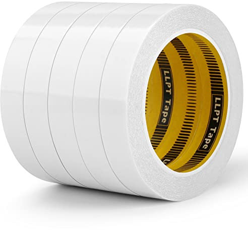 LLPT Doppelseitiges Klebeband Selbstklebeband 9mm x 15m 5 Rollen Transluzent ultradünne Handrisse für DIY Handwerk Scrapbooking Kunst Fotografie Stoff Kleber Änderungen(SPD1915CR05)