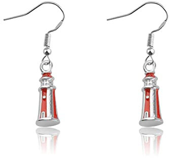 CENWA Nautische Ohrringe, Legierung, Baumbel, Rot, Strand, Hypoallergen, Geschenk für Erwachsene Frauen