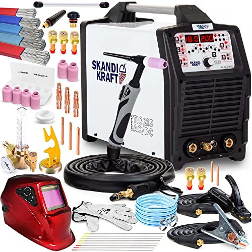 SKANDI KRAFT iSIMPLE TIG 215 AC/DC - WIG Schweißgerät AC DC mit Puls, 2T/4T Auswahl, HF-WIG und adv. Einstellungen - Kühlsystem NorthernWind - Präziser und flexibler Brenner (FLEX) - Set PremiumPlus