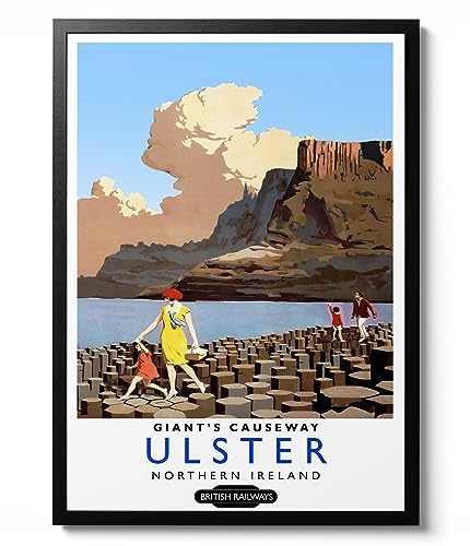 Giant's Causeway, Ulster-Druck, Reiseposter, Nordirland, Vintage-Wandkunst, Retro-Tourismus-Postkarte, Heimdekoration, Geschenkidee, Archivierung, matt, A2 (nur Druck), 59,4 x 42 cm