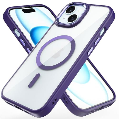 TECHGEAR iPhone 15 Plus Tough Case [Magnetic Fusion] Premium Tough Rugged Protective Case Slim Heavy Duty Protection with Clear Back Compatible with MagSafe For iPhone 15 Plus 6.7 - Purple