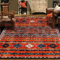 WAHIKASKI Teppich Wohnzimmer 120 x 180 cm, Klassischer Vintage Heimdeko, Waschbar Anti-Rutsch Unterseite, Geometrie-Streifendesign, Tiefes Orangegelb, Kurzflor Teppich FüR Schalfzimmer, Pflegeleicht.