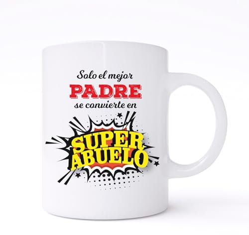 COOLPRESENTS Taza solo el mejor padre se convierte en SUPER ABUELO, regalo abuelo primerizo, anuncio embarazo sorpresa, regalo dia del padre, cumpleaños, tazas graciosas con frases