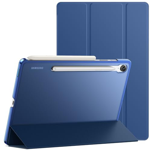 JETech Funda para Samsung Galaxy Tab S10 FE / S9 FE 10,9 Pulgadas, Carcasa Slim Translúcida Respaldo Trifold Folio Soporte Protectora Tableta, Admite Carga de S Pen, Auto-Sueño/Estela (Marino)