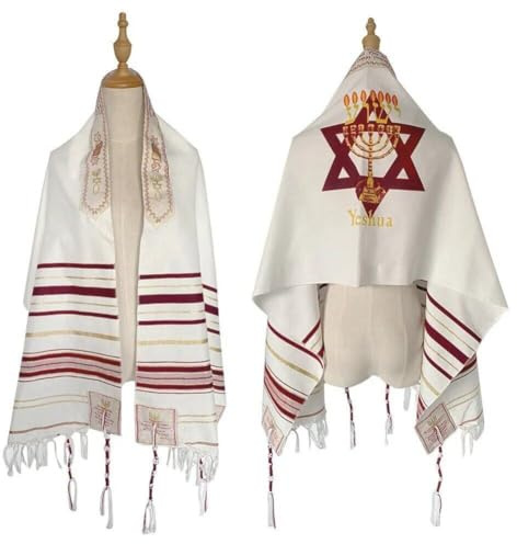 Jeschua-Licht der Welt messianischer Tallit-Gebetsschal Gebetsschal mit Stoffbeutel Israel-Wickeltuch für Männer und Frauen