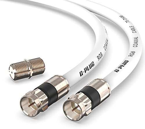 G-PLUG 25FT RG6 Coaxial Cable Connectors Set - High-Speed Internet, Broadband and Digital TV Aerial, Satellite Sky Cable Extension- Weather-Sealed Double Rubber O-Ring and Compression Connectors White