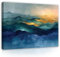 WallArena - Leinwand Bilder - Abstrakt blau gold Industrial Style - 120x80 cm Leinwandbilder - Bild auf leinwand - Wandbild XXL groß Wandbilder für Wohnzimmer Schlafzimmer Wohnzimmerbilder Modern
