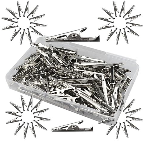 Senvenelec 120 morsetti a coccodrillo, alligatore, clip, morsetti di prova in metallo, utilizzati per test elettrici e modifica fai da te.