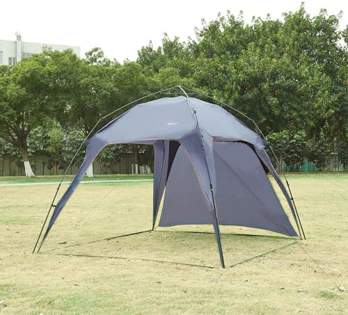 pro.tec Pavillon Barendrecht mit LED Beleuchtung Faltpavillon 250 x 250 x 190 cm Gartenpavillon inkl. Solarmodul und Tasche Pop-Up Partyzelt Camping Pavilon stabil Festivalzelt wasserdicht Grau