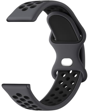 YLK Correa para Reloj Inteligente 20mm, Liberación Rápida de Dos Colores Silicona Suave Pulseras de Repuesto para Smartwatch Hombre Mujer (Gris Negro)