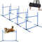 ORHEYA Agility Set Hunde Hürdenset Slalom Stangen Agility Ausrüstung für Hundetraining mit 4 x Hürden Höhenverstellbar, 104x70x101cm, Blau