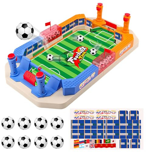 Fußball-Brettspiele, nicknack Fußball-Geschenke für Jungen, Tischfußballspiel mit 6 Mini-Fußball, Kicker-Brettspiel Fußballspielzeug für Kinder und Erwachsene