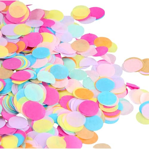 50g Konfetti Bunt, 1.5cm Mehrfarbige Runde Tissue Confetti, Punkte, Kunterbuntes Papier für Hochzeit, Geburtstag, Baby Shower, Abschlussfeier, Zeremonie Party Dekorationen