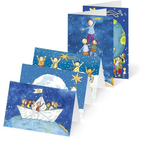 Unicef Weihnachtskarten Set (10 St., 5 Motive) Kinder Kind - Spendenkarten Premium Klappkarten inklusive Briefumschlag - hochwertige Grußkarten made in Germany 17,5 x 11,7 cm