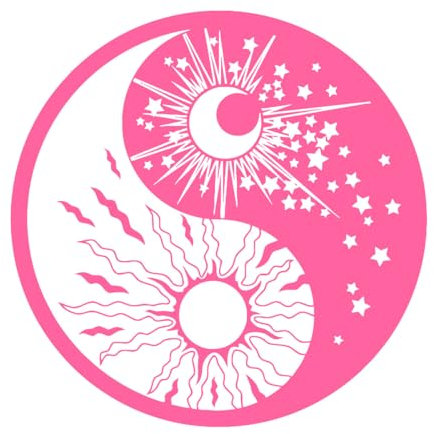 Wandaufkleber mit religiösem Yin-Yang-Symbol, Sonne, Mond, Buddhismus, Sterne, Tag- und Nacht-Wandbilder für Wohnzimmer, Vinyl, klein – 42 x 42 cm