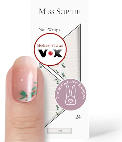 Original Miss Sophie Nagelfolien I 24 ultra-dünne Nagellack-Streifen Noël I Für Finger- & Fußnägel I Hält auf Natur- sowie lackierten, Acryl-, Gel- & Shellac-Nägeln