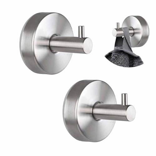 Wjelet 2 Stück Handtuchhalter Ohne Bohren,Edelstahl Extra Stark Saugnapf Haken,Tragfähigkeit 6.8 Kg,Hochwertige Wandhaken Saugnäpfe mit Haken für Badezimmer und Küche