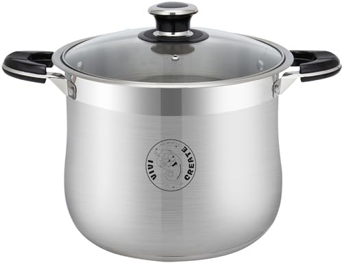 Vivicreate 11.5 Quart Stainless Steel Stock Pot with Lid Large Induction Cooking Pot for Pasta Soup Boiling Stew with Measurement Marks and Handles