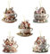 Hasen Kaffeetassenhaus 2D Osterornamente, 5er-Pack Hasenhaus Osterbaumschmuck, Hängende Vintage Osterdekorationen mit Schlüsselbändern, Bruchsichere Acryl Ostereieranhänger, für Heimdekoration
