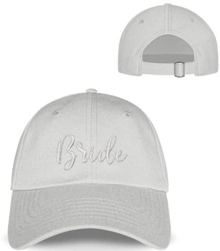 Things of Happiness Bride Cap | Basecap Braut Hochzeit | Junggesellinnenabschied Kappe | Braut Mütze JGA Accessoire | Geschenk für die Braut | Baseball Cap Bride to Be (grau | Einheitsgröße)