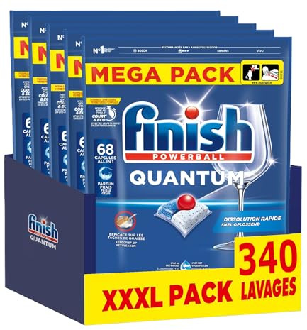 Finish Quantum Pastilles Lave-Vaisselle, Elimine Les Taches Tenaces - 340 Tablettes Lave-Vaisselle