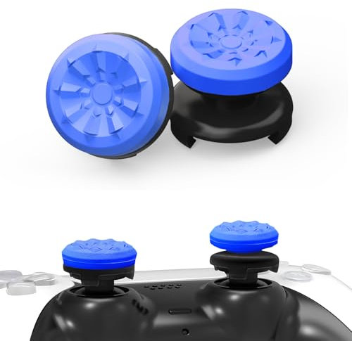 TEUVO Thumbsticks Capuchons Joystick PS5 FPS Joystick Thumb Grip pour PS4 Grips Manette PS5 Silicone Caps Accessoires Manette Controller à Aide avec Viser Réduire Pouce Fatigue, Bleu Rougeâtre