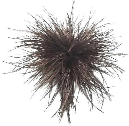 Whakano Elegante Feder Brosche,Damen Haarspange,Straußenfeder Ansteckbrosche,Vintage Corsage Anzug Pullover Hemd Hüte Clips für Damen,Kleidung Zubehör,für Hochzeit Bankett Party,Braun